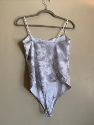Abercrombie & Fitch Women Size Large Gray Tie-Dye Spaghetti Strap Body Suit thumbnail 4