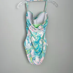 Lilly Pulitzer Size 6 Printed One Piece Swim Suit Bandeau Strapless Multicolor thumbnail 6