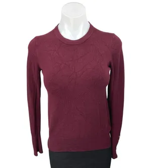 Zara Women's Maroon Knit Long Sleeve Crew Neck Pullover Cozy Sweater Top Size S thumbnail 1