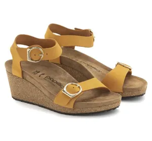 Birkenstock Papillio Soley Embossed Wedge Sandals Burnt Orange Leather Size 38 NWOT thumbnail 2