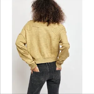 Free People 5 Star Tee Golden Palm Raw Hems Distressed Grunge Sweatshirt M thumbnail 2