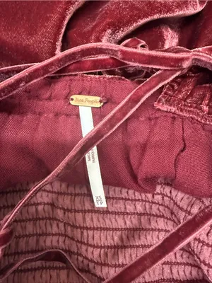 Free‎ People Daphne Burgundy Wine Velvet Babydoll Mini Dress size xs thumbnail 5