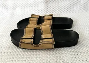 MNG Mango Black Tan Double Buckle Slide Suede Strap Sandals 37 thumbnail 1