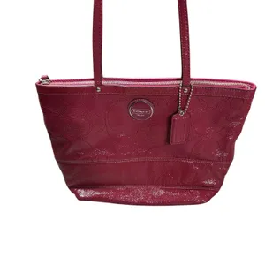 Coach Signature C Patent Leather Tote Bag Raspberry F15142 thumbnail 3