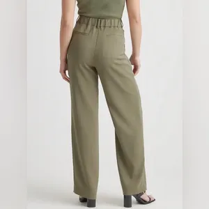NWT Quince Stretch Crepe Pleated Wide Leg Pants Olive Green 2 thumbnail 4
