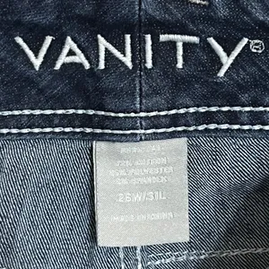 Vanity‎ Curvy Bootcut Jeans Dark Wash Contrast Stitch 26W 31L Blue Denim thumbnail 8