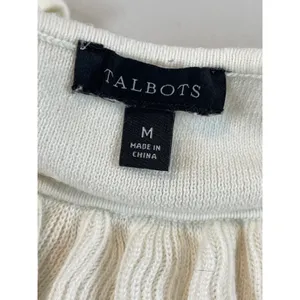 Talbots Cream Knit Sleeveless Top Size M Ruffle Detail Feminine thumbnail 3