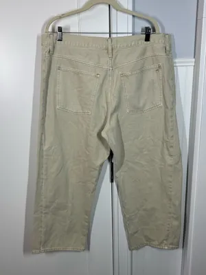 Madewell Short Pieced Barrel-Leg Jeans Faded Khaki‎ Rigid size 33 Short NWT READ thumbnail 7