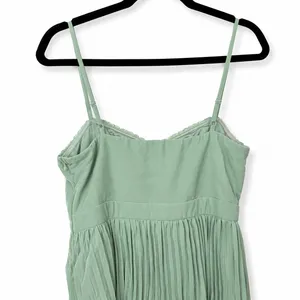 NEW Lulus Jehona Sage Green Brush Pleated Tiered Maxi Dress Chiffon Gown Large thumbnail 8