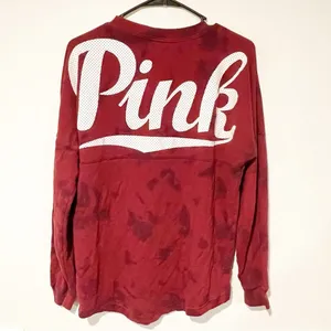 Pink Victoria Secret Women Size XS Sweatshirt Burgundy Dye Cotton Blend Pullover thumbnail 4
