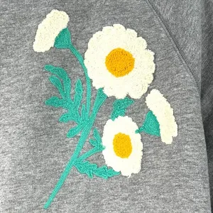 Lucky Brand L Daisy Applique Sweatshirt Crewneck Sweater Pullover Embroidered thumbnail 5