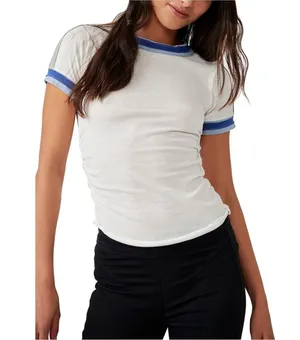 Free People We The Free Sporty Mix Tee White and Blue thumbnail 1