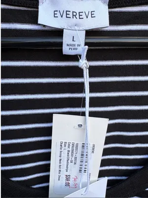 NWT EVEREVE CHARLIE Scoop Neck Pima Cotton Dress Stripe Large Retail $98.00 thumbnail 3
