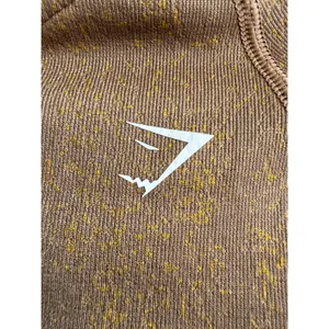 Gymshark Adapt Animal Seamless Long Sleeve Crop Top Brown Gold Medium B2A1C‎ thumbnail 3