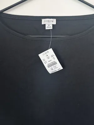 NWT J.Crew Black Boatneck Elbow Sleeve Tee - Size: Medium thumbnail 2