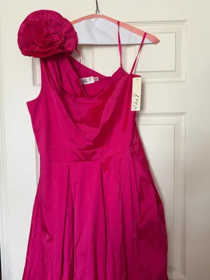 Eliza J NWT Size 14 Women's Asymmetric Rosette One-Shoulder Gown thumbnail 4