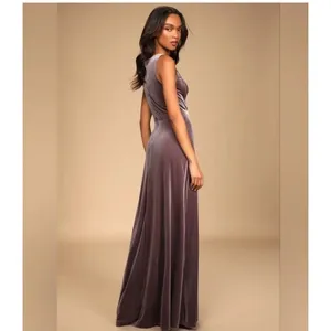 Lulus Mauve Velvet V-Neck Sleeveless Maxi Dress Size M Formal Gown thumbnail 2