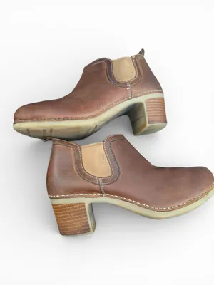 Dansko Leather Ankle Booties Brown Heeled Clogs Womens 7 EU 37‎ Comfort thumbnail 5