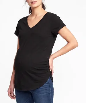 Old Navy T-Shirt Womens Small Luxe Black V-Neck Curved Hem Excellent thumbnail 1