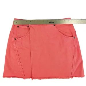 Urban Outfitters‎ BDG Coral Pink Foldover Cutoff Denim Jean Skirt Size Small thumbnail 4