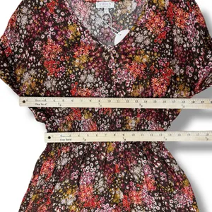 Cottagecore Floral‎ Smocked Waist Long Sleeve Boho Midi Dress Brown Multi Large thumbnail 10