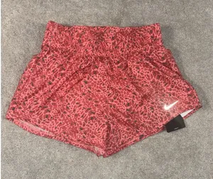 Nike Women's One Dri-FIT Mid-Rise 3" Brief-Lined‎ Shorts, Coral Chalk Xs NEW thumbnail 1