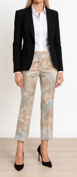 MARC‎ CAIN Leopard Print Satin Cropped Trousers Pants N5 Size 12 thumbnail 1