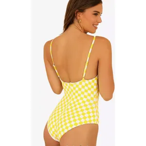 Dippin' Daisy's Bliss Swim One Piece Swimsuit Yellow Checkers Plaid Size Small thumbnail 2