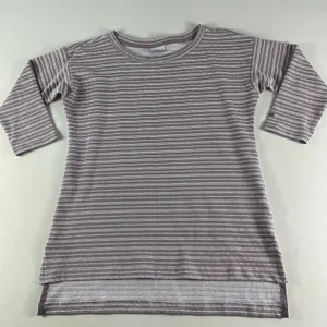 Columbia Top Shirt Women's XS 3/4 Sleeve Purple Textured Stripes Cotton‎ Ladies thumbnail 1