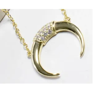NEW Women's Gold-Plated Crescent Moon Horn Necklace‎ Size 16 + 2” thumbnail 8