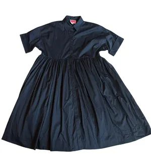 Kate Spade Black Cotton Midi Dress Sleeve Full Shirt Button Down Medium Women's thumbnail 1