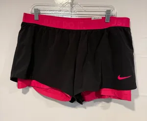 Nike Women's Black & Pink Athletic Running Shorts - 'Just‎ Do It' Waistband thumbnail 1