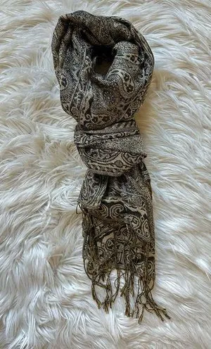 Soft patterned fringe scarf thumbnail 1