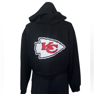 NWT NFL Kansas City Chiefs Short Hoodie Black Attached Hood Ladies Sz Large thumbnail 5