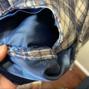 Pendleton Wool Vest 5 Button Down Pockets Plaid Navy Blue Cream Small 34R thumbnail 4