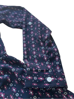 Abercrombie & Fitch Navy Floral Boho Shirt Dress Drawstring Waist Women’s Small thumbnail 8