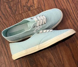 American Eagle Light Blue Canvas Lace-Up Sneakers thumbnail 1
