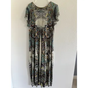 Apt 9 Dress‎ Womens 2XL Green Brown Babydoll Fairy Rhinestone Stretch Bohemian thumbnail 2