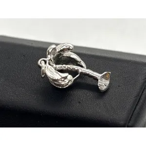 Vintage Palm Tree Tropical Charm Pendant Sterling‎ 925 Silver 1960s 3.1g 3D thumbnail 4