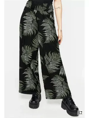 Disturbia Wide-Leg Fern Print Pants, 4 thumbnail 2