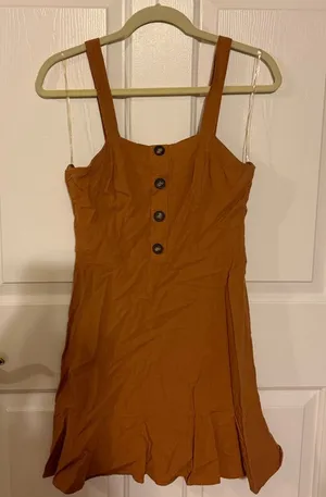 Altar'd State Terracotta Button-Down Dress thumbnail 1