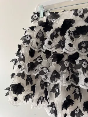 Alice + Olivia "Margarita" Tiered Floral Appliqué Mini Skirt thumbnail 2
