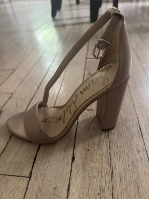 Sam Edelman Nude Beige Strappy Block Heel Sandals thumbnail 3