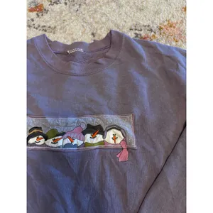Vintage Purple Snowman Embroidered Crewneck Sweatshirt Winter Pullover Christmas thumbnail 2