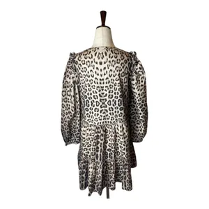 Generation Love Rumi Dress Women XS Brown‎ Leopard Babydoll Balloon Sleeve Mini thumbnail 4