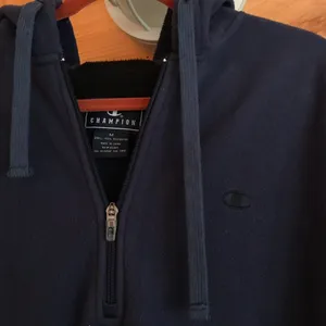 Champion NAVY BLUE FLEECE DRAWSTRING HOODIE PULLOVER SWEATSHIRT thumbnail 2