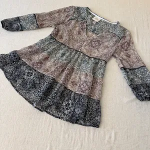 Knox Rose Patchwork‎ Paisley Boho Peplum Blouse XS Cottagecore Top thumbnail 2