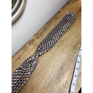 Gap Boho Metallic Silver Braided Leather Belt Wide Woven Twisted Womens Medium thumbnail 7