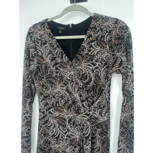 Talbots‎ Faux Wrap Midi Paisley Dress Size Medium Career Slinky Neutral Earthy thumbnail 3