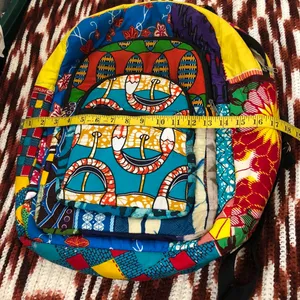 Unique Unisex African custom handmade patchwork backpack school work laptop computer bag purse large Measurement in pics thumbnail 5